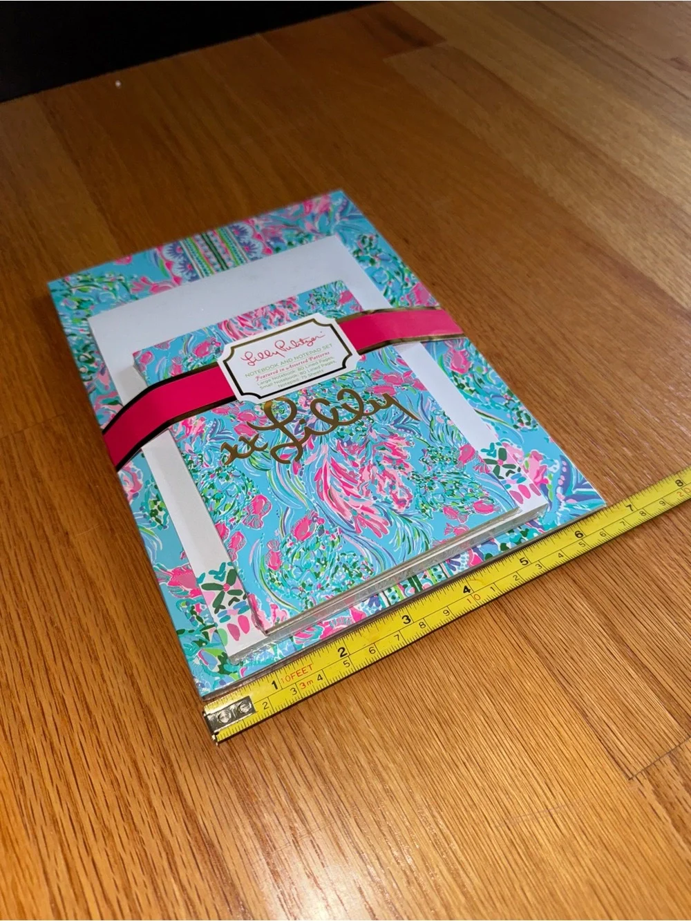 Lilly Pulitzer Notebook Aqua & Hot Pink Floral Notepad Set.  Great gift